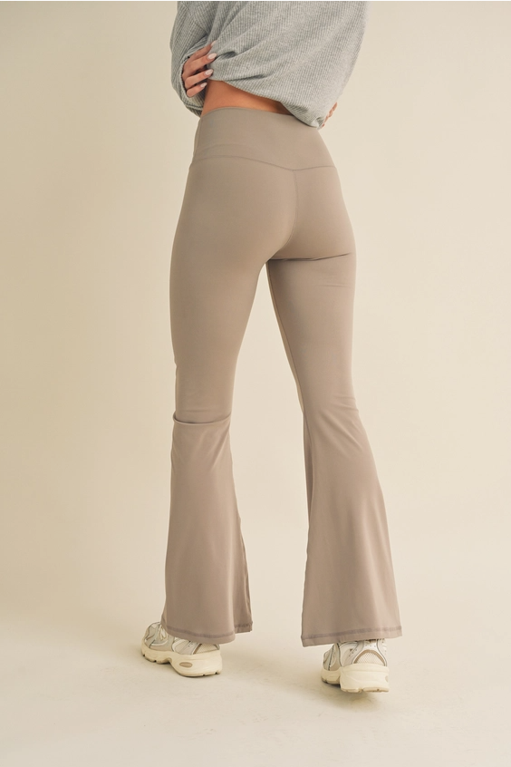 Taupe High Waist Crossover Flare Legging