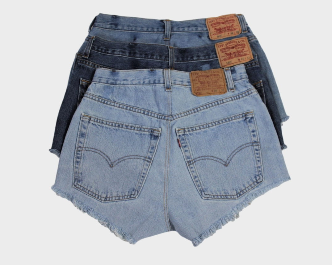 Vintage Levi's - High-Rise Upcycled Denim Cutoff Shorts - Frayed