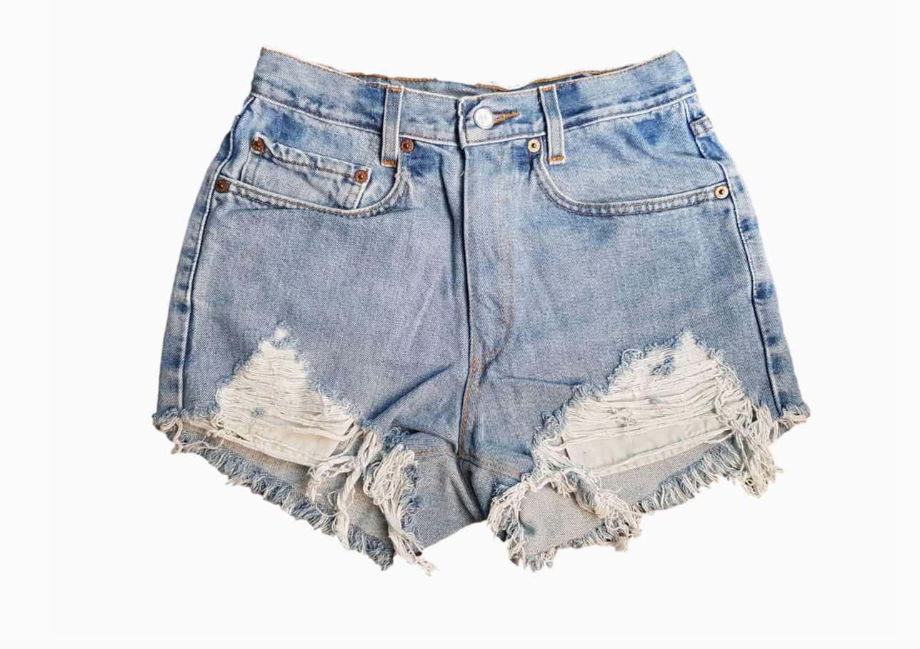 Vintage Levi's - High-Rise Upcycled Denim Cutoff Shorts - Frayed